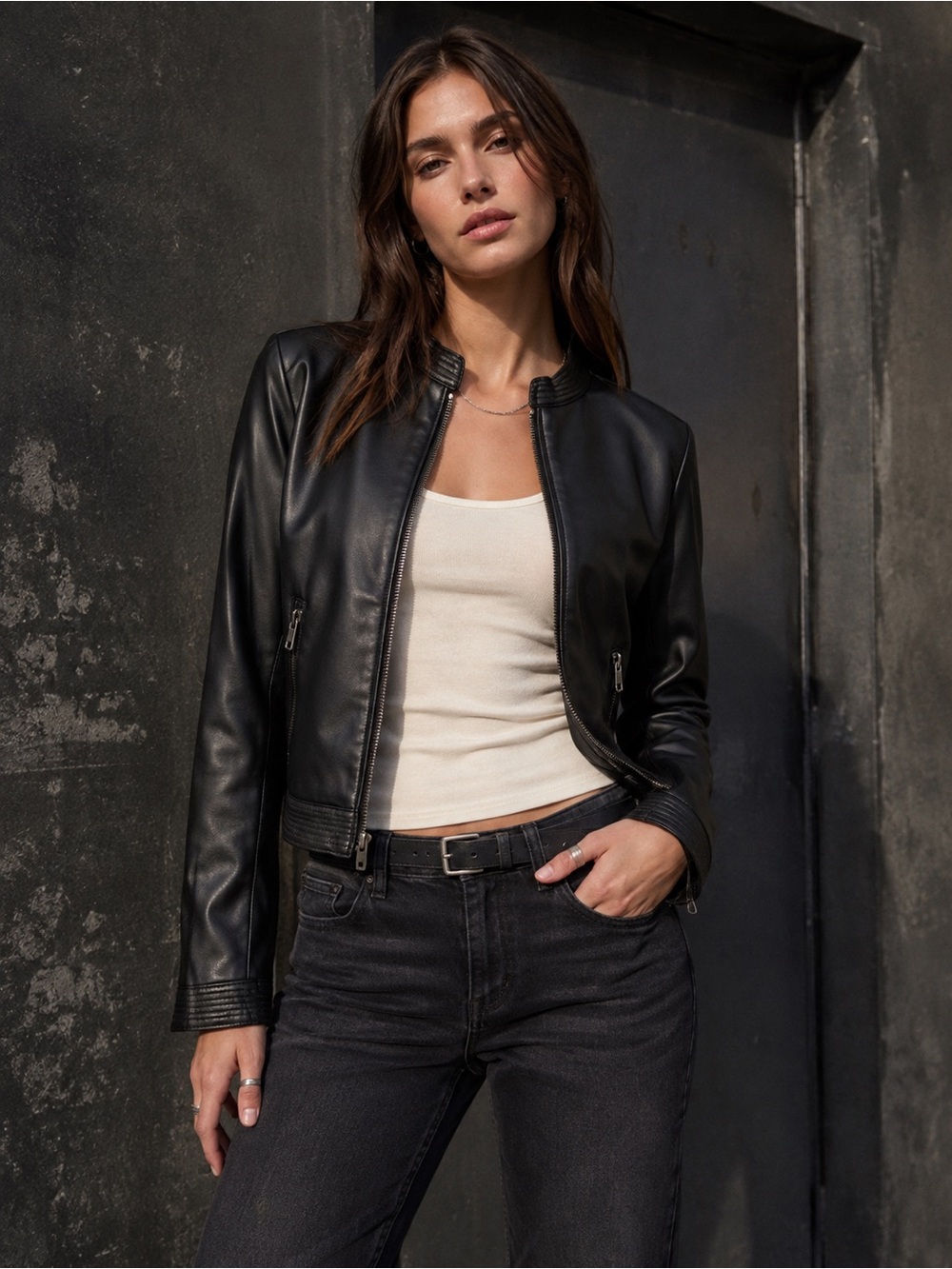Bailey 44 NWT Vegan Leather Phoenix Racer Jacket in Black, Size M